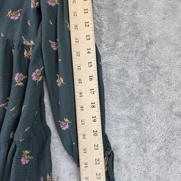 Urban Outfitters Dress Womens Medium Green Floral Tiered Babydoll Long Sleeve - Picture 7 of 9